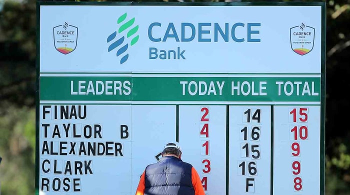 Le tableau de classement est illustré lors du Cadence Bank Houston Open 2022.