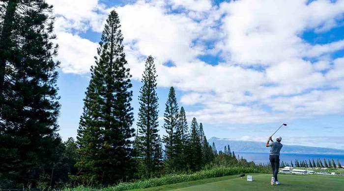 Scottie Scheffler prend le départ du Sentry Tournament of Champions 2022 à Kapalua, Hawaii.